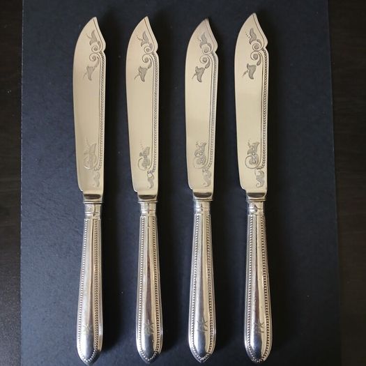 Antique Harrison Brothers & Howson Silver Plated Fish Knives Set of 4 HB&H Sheffield