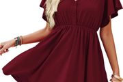Beluring Women's Short Sleeve Dress Elegant Ruffle Sleeve Dress V-Neck