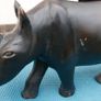 Vintage Hand Carved Wood Rhino 13" Sculpture Folk Art Figurine Image 3