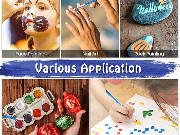 100Pcs Paint Brushes Small, Anezus Paint Brushes for Kids Fine Paint Brushes Set Detail Paint Brushes for Classroom Model Canvas Face Nail Art Acrylic Watercolor Paint Craft Supplies