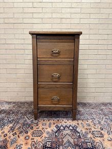 Vintage French Country Oak Nightstand