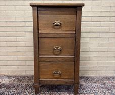 Vintage French Country Oak Nightstand