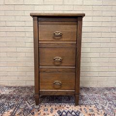 Vintage French Country Oak Nightstand