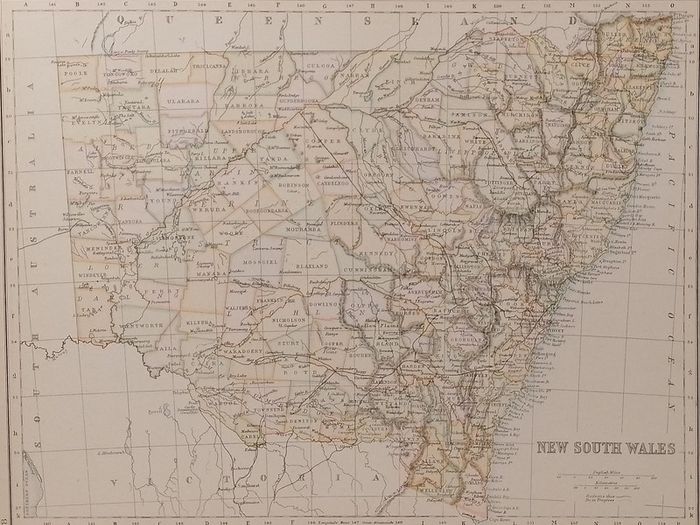 Antique Map New South Wales 1890s