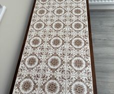 Tiled Mid century mahogany coffee table.