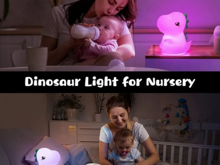 One Fire Dinosaur Night Light Kids LampBedroom, Colour Changing Baby Night Light, Silicone Dinosaur Lamp, USB Rechargeable Battery Lamp Kids Light Night Bedroom Decor,Cute Dinosaur GiftsBaby (WH-A27)
