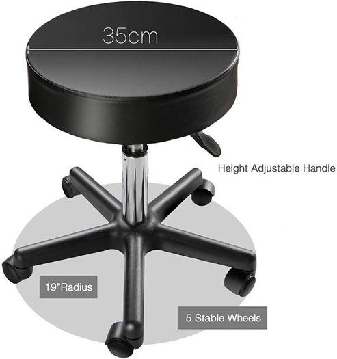 Black Adjustable Rolling Cushion Tattoo Massage Hydraulic Salon Stool,5 Wheels (FREE POSTAGE)