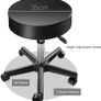 Black Adjustable Rolling Cushion Tattoo Massage Hydraulic Salon Stool,5 Wheels (FREE POSTAGE) Image 7