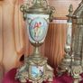 vintage ceramic, brass mantel clock. Working perfectly. Image 2