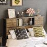 Double Bed Headboard with Storage, Freestanding Headboard with 4 Fabric Drawers & Shelves, Adjustable Bed Frame Connectors, Bedroom Storage Headboard Image 4