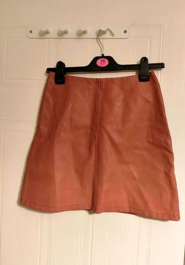 Blush Pink Faux Leather Mini Skirt Primark Size UK 8 / EUR 36