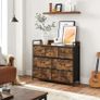 Fabric Dresser, Storage Cabinet, with 7 Drawers, 3 Tiers, with Metal Handles, Industrial Style, Rustic Brown and Black Image 3