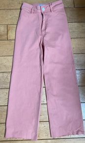 Wide leg coral jeans