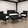 Black wicker 4 piece garden furniture set Image 2