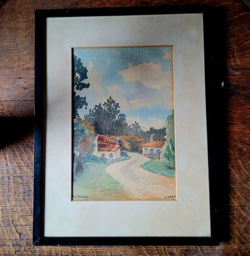 Vintage french watercolour