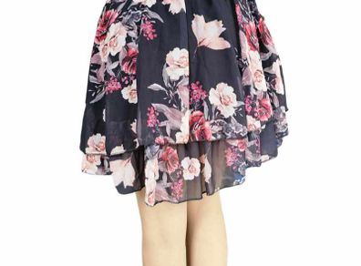 Print Tiered Frill Mini Skirt roses