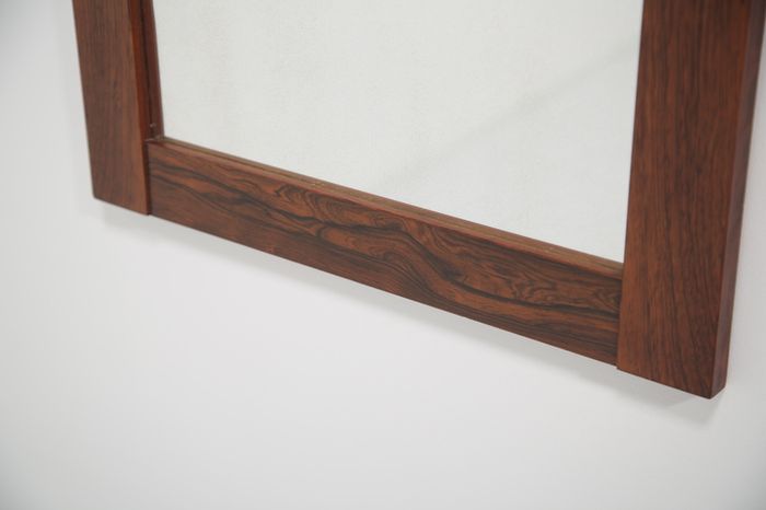 Vintage Swedish Minimalist Rosewood Mirror, 1960s