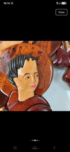 Vintage Handcrafted Wood Intarsia Wall Plaque | Madonna & Child Religious Art Icon