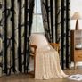 Velvet Curtains with Gold Foil Leaves Pattern, 2 Pieces Black Velvet Curtains with Eyelets, Each 90 x 90 Inch, Room Darkening Curtain Drapes for Classical Living Room Bedroom Image 4