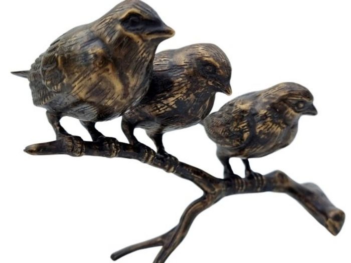 3 Sparrows On A Branch ( 21cm)- Bronze