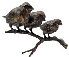 3 Sparrows On A Branch ( 21cm)- Bronze