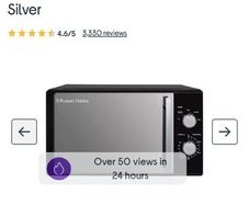 Russell Hobbs 20 Litre 800W black solo microwave with mirrored door - used for 3 weeks
