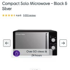 Russell Hobbs 20 Litre 800W black solo microwave with mirrored door - used for 3 weeks