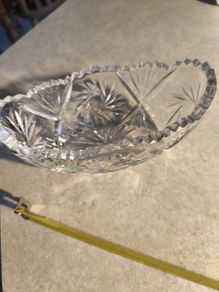 Crystal Bowl Vase Vintage 1980 s Crushed Crystal Boat Crystal Candy Dish Fruit Luxury Crystal Bowl For Party Table Boat Bowl no stamp