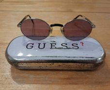 Vintage 90s Guess Sunglasses GU5017. Oval Wire Frame with Original Case.