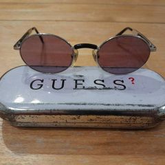 Vintage 90s Guess Sunglasses GU5017. Oval Wire Frame with Original Case.