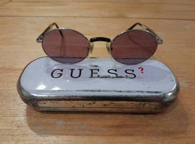 Vintage 90s Guess Sunglasses GU5017. Oval Wire Frame with Original Case.