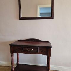 old furniture side table and mirror