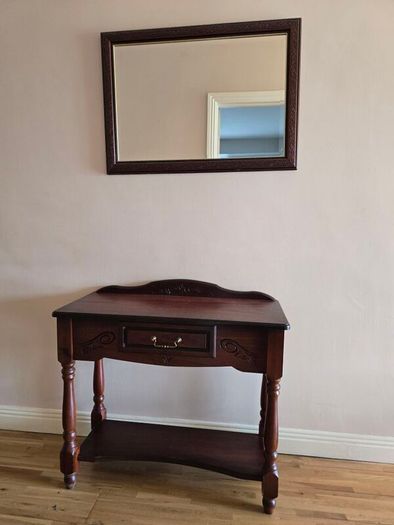 old furniture side table and mirror
