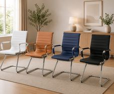 Set of 2 PU Leather Conference Chairs with Chrome Frame