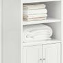 White Freestanding Bathroom Cabinet with Shelves and Cupboard Image 6