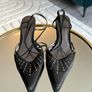 Ladies Black Dolomite Kitten Heal Sling back shoe Image 4