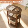 3-Tier Small End Table with Storage Shelf, Vintage Retro furniture Bedside Coffee oval Table Night Stand for Living Room, Bedroom, Office and Small Spaces oak Black (Rustic Walnut) Image 4