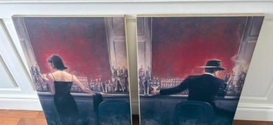Brent Lynch Cigar Bar & Evening Lounge Large Canvas Print Pair