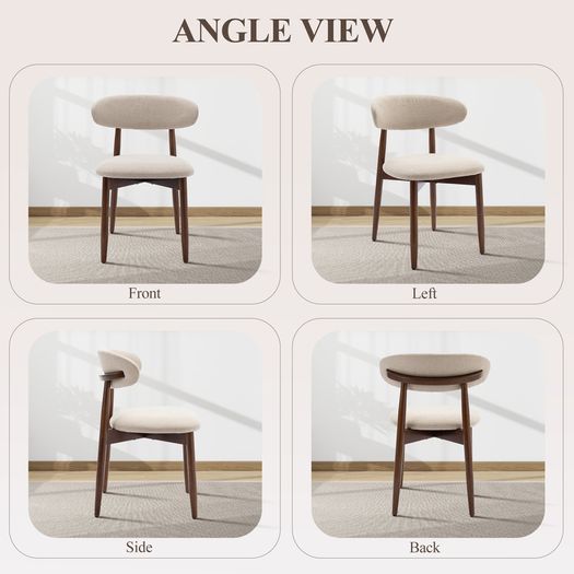 Set of 4 Solid Wood Upholstered Dining Chair