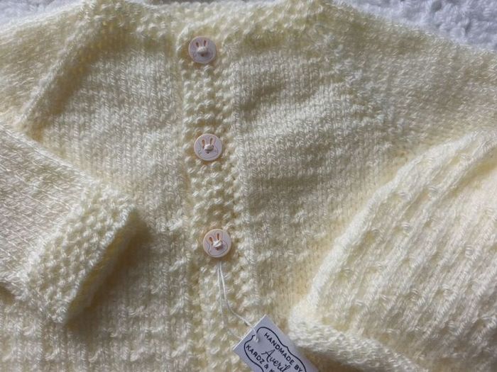 Hand Knit Baby Cardigan & Hat: Newborn