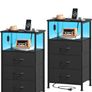 3 Drawers Chest of Drawers for Bedroom with Charging Station and LED Light, Image 9