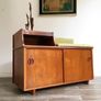 Vintage Retro Mid Century Teak Hall Bench/Record Cabinet/Stotage Image 6