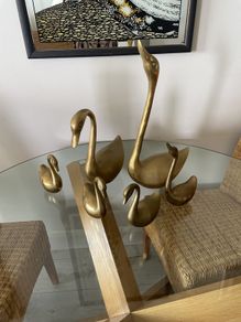 Mid Century Brass Swans