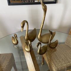 Mid Century Brass Swans