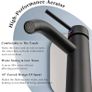 Black Bathroom Taps Tall Basin Taps Mono Countertop Sink Tap, Single Lever High Rise Bathroom Sink Tap Mixers, Modern Stainless Steel Monobloc High Basin Mixer Faucet Image 2