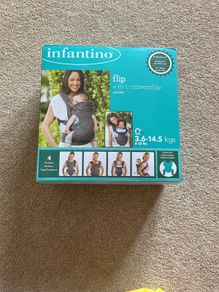 Infantino Flip Advanced 4-in-1 Grey Carrier - Ergonomic, convertible, 8-32 lbs / 3.6-14.5 kg