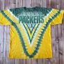 Vintage 90s Green Bay Packers NFL Tie Dye Liquid Blue T-Shirt Size XL-XXL Image 6