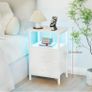 Bedside Table with Charging Station, Side Table with LED Light Image 2