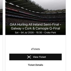 3x Cork v Galway. lower hogan. hurling semi final tickets.