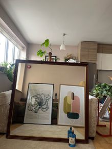 Large Luxury Square Mirror 120x120cm Solid Wood Frame & Gold Detail